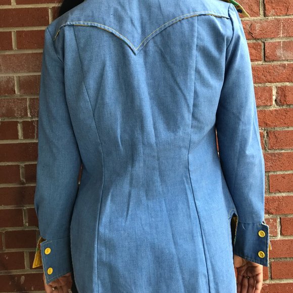 Funky vintage denim button down shirt oversized s - Picture 5 of 7